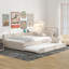 Lit plateforme double tapissier avec USB et lit gigogne simple, beige-1834260761