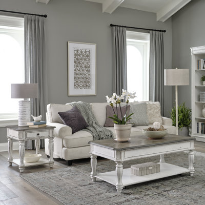 Colchester 3 Piece Solid Wood Top Living Room Table Set