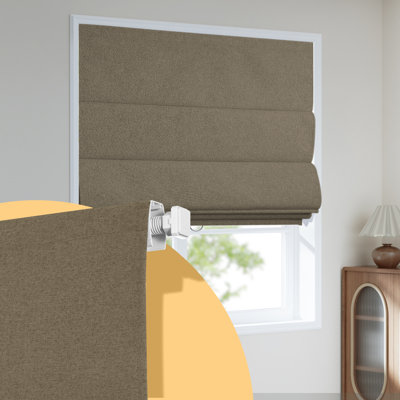 No Tools No Drill Roman Shades for Windows,Cordless Blackout Window Shades,Light Grey,44"W X 48"H