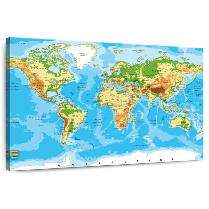 Carte du monde très détaillée Aliaz, H 20 po x l 30 po