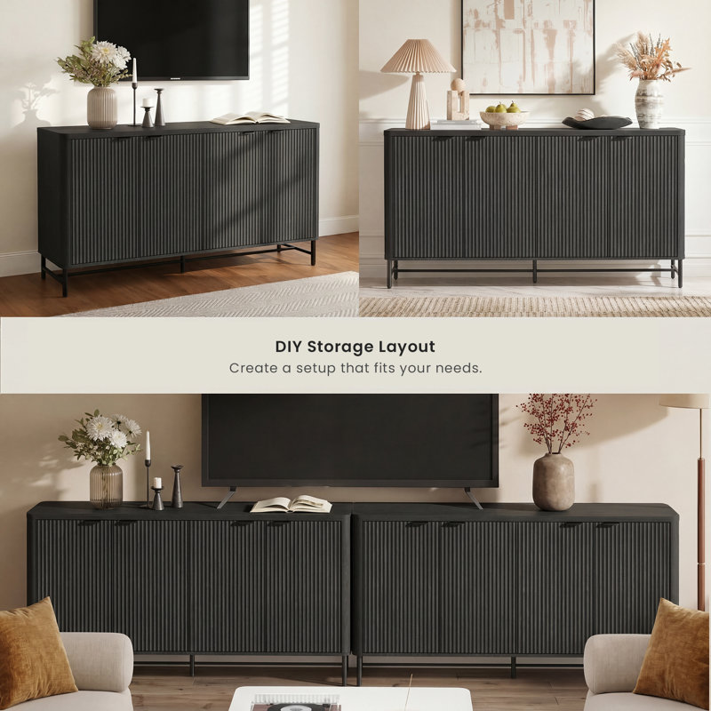 Twedt 65'' W Sideboard Buffet Cabinet With Storage, Black