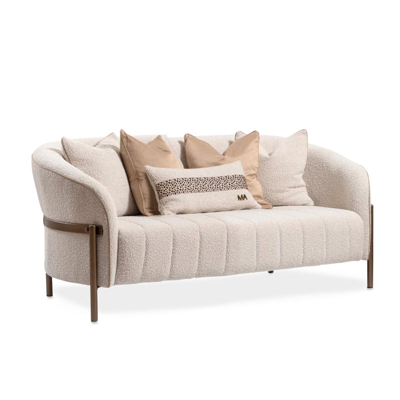 Lisbon Bouclé Loveseat - Oyster/Matte Bronze