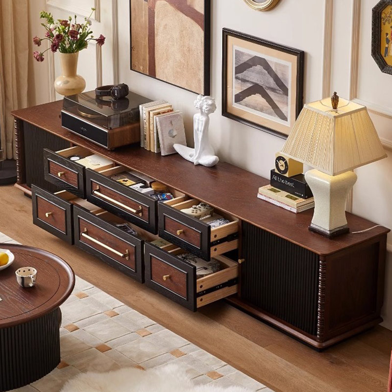 Meuble télé avec portes à enroulement peu encombrantes, H 18,89 po x L 94,48 po x l 15,74 po