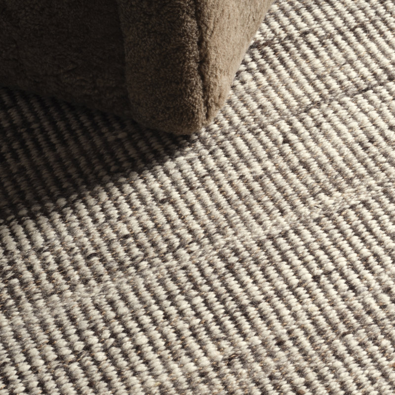 Tapis brun uni en laine tissé à la main, Rectangle 9 pi 6 po x 13 pi 6 po