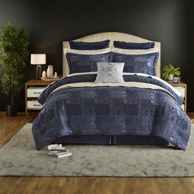 Durable Navy King Bedding Set, Polyester Chenille For Modern Homes