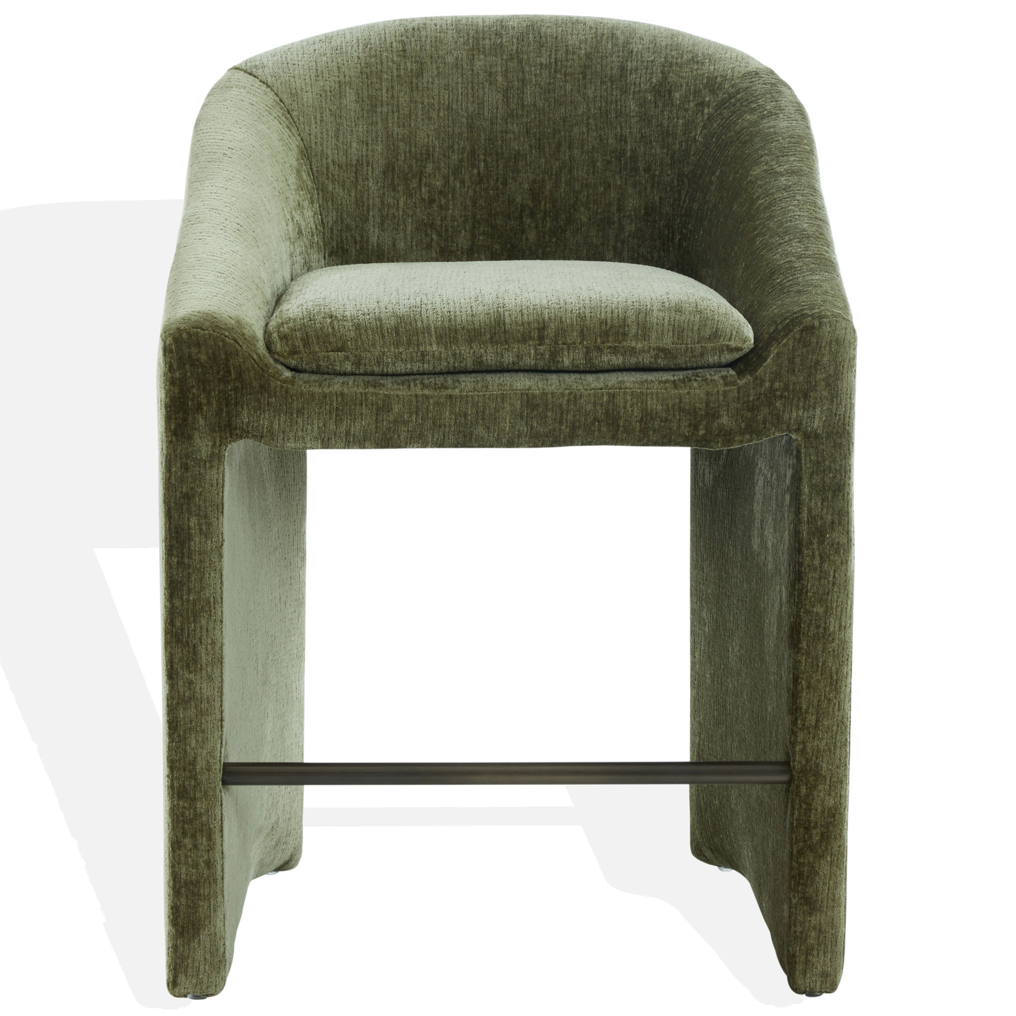 Kagan Upholstered Chenille Bar & Counter Stool, Olive Green, Counter Stool (26.8" Seat Height)