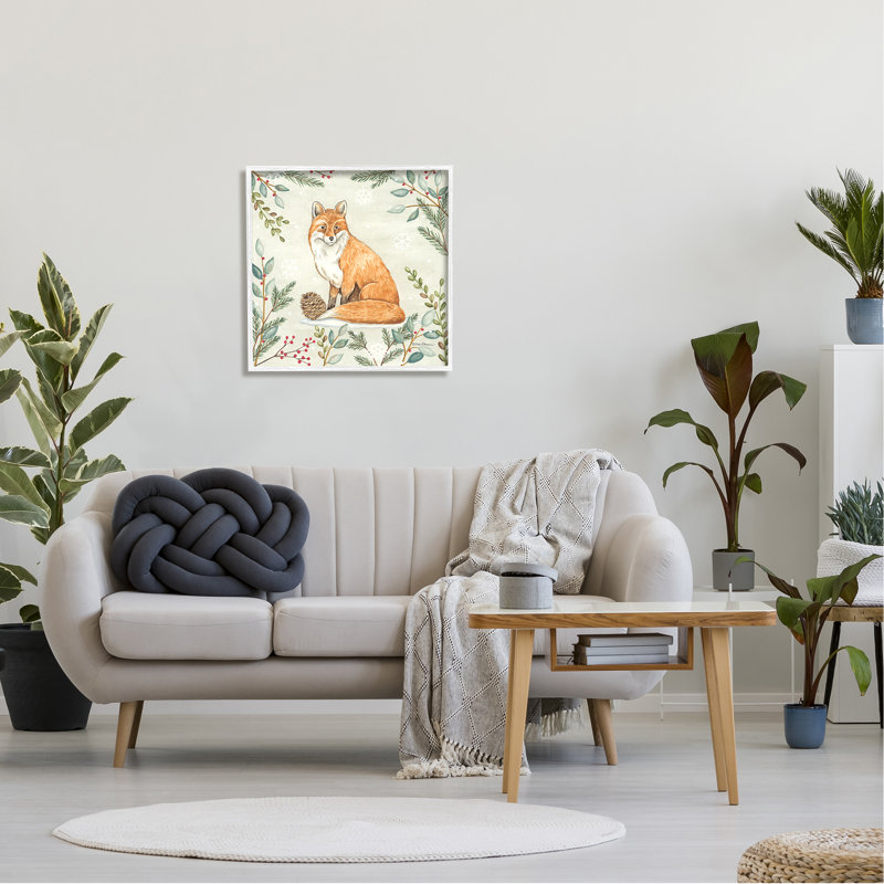 «Fox In Winter Forest» encadré sur bois par Deb Strain, impression, H 24 po x l 24 po x P 1,5 po