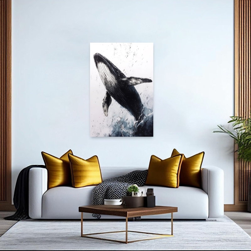 Baleine à bosse majestueuse, art contemporain de la baleine, H 60 po x l 40 po
