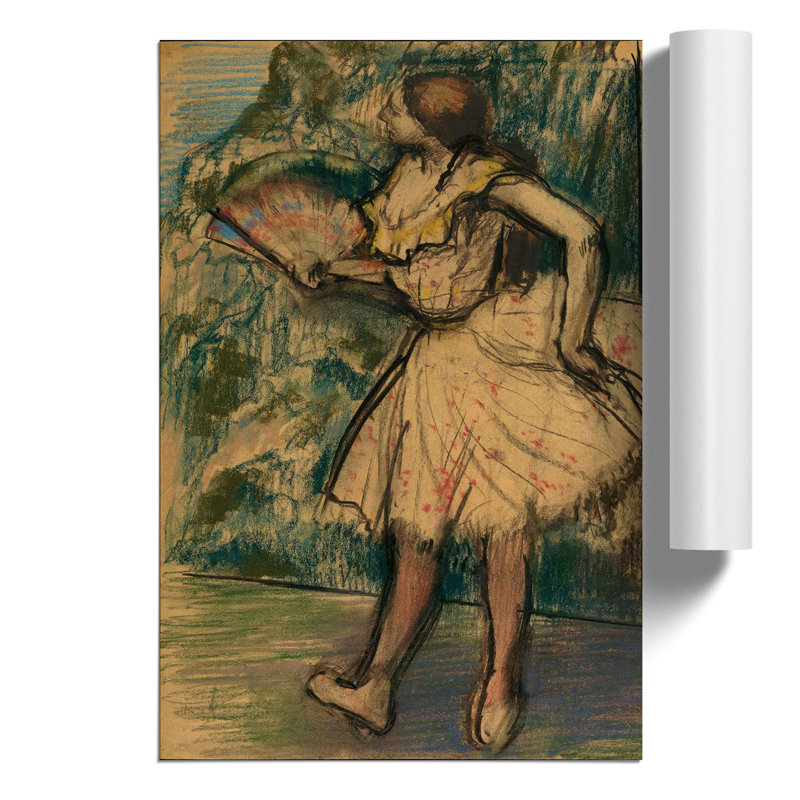 Ballet Ballerina Dancer with a Fan by Edgar Degas - Frameless Print, 30cm H x 21cm W x 0.1cm D
