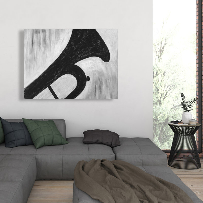 Silhouette d'une trompette - toile grise, décoration intérieure