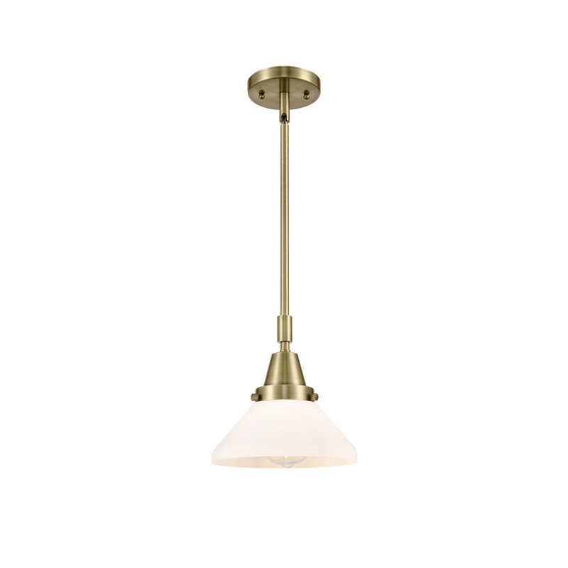 Luminaire suspendu conique 1 lumière, Blanc mat, Ampoule non incluse, Nickel poli