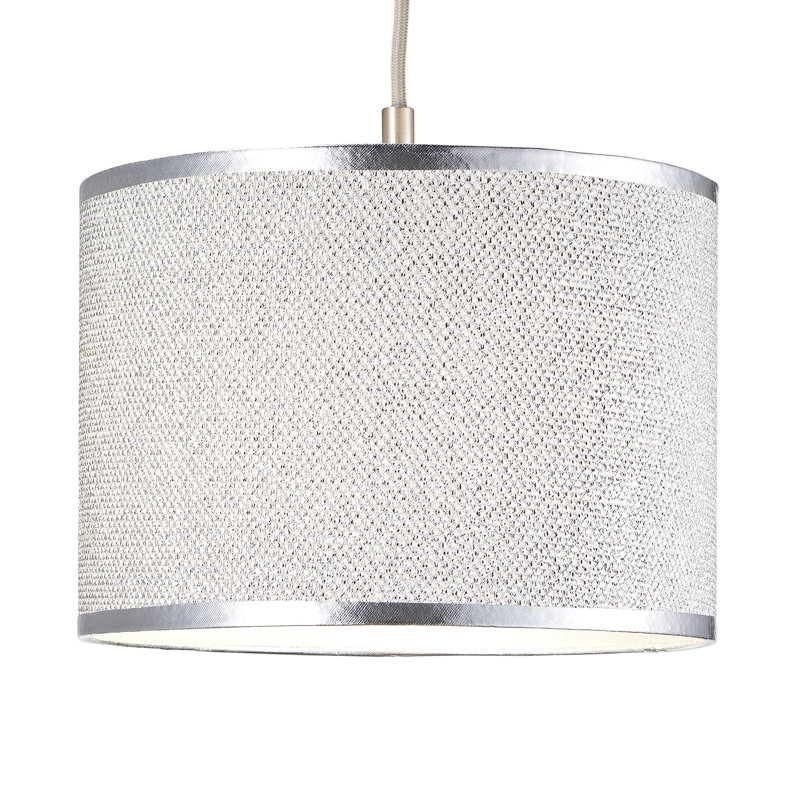 18cm H Silk Drum Pendant Shade ( Screw On ) in Silver