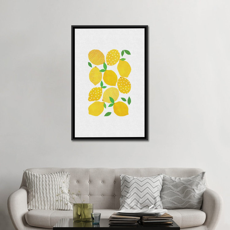 " Lemon Crowd " by Orara Studio, Black Framed Canvas, No Mat, 48" H x 32" W x 1.5" D