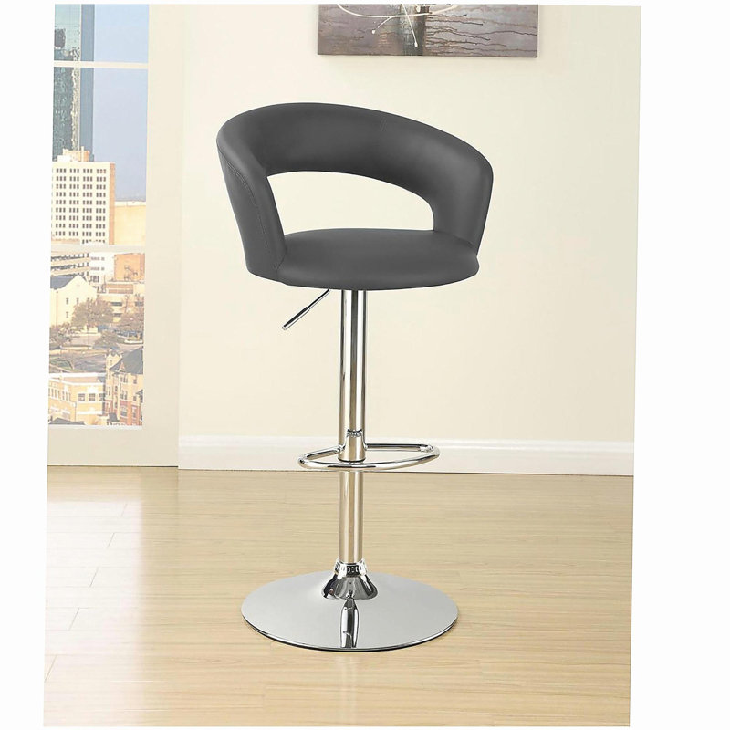 Grey and Chrome Adjustable Bar Stool