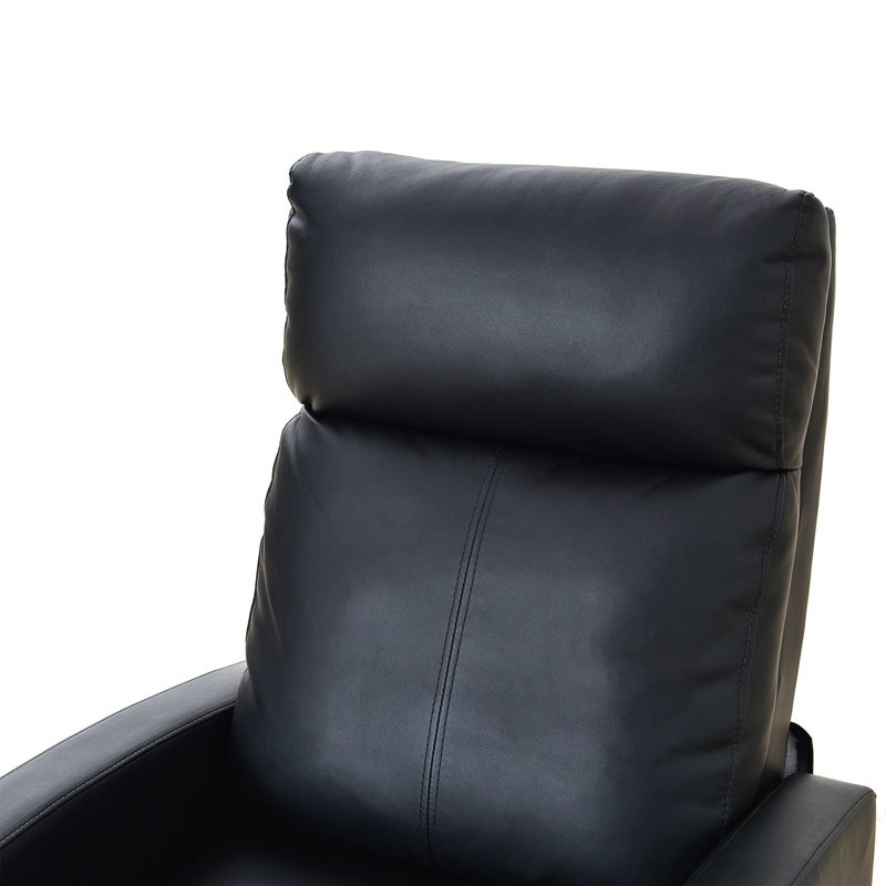 Ebern Designs Black Faux Leather Recliner Chair & Reviews | Wayfair