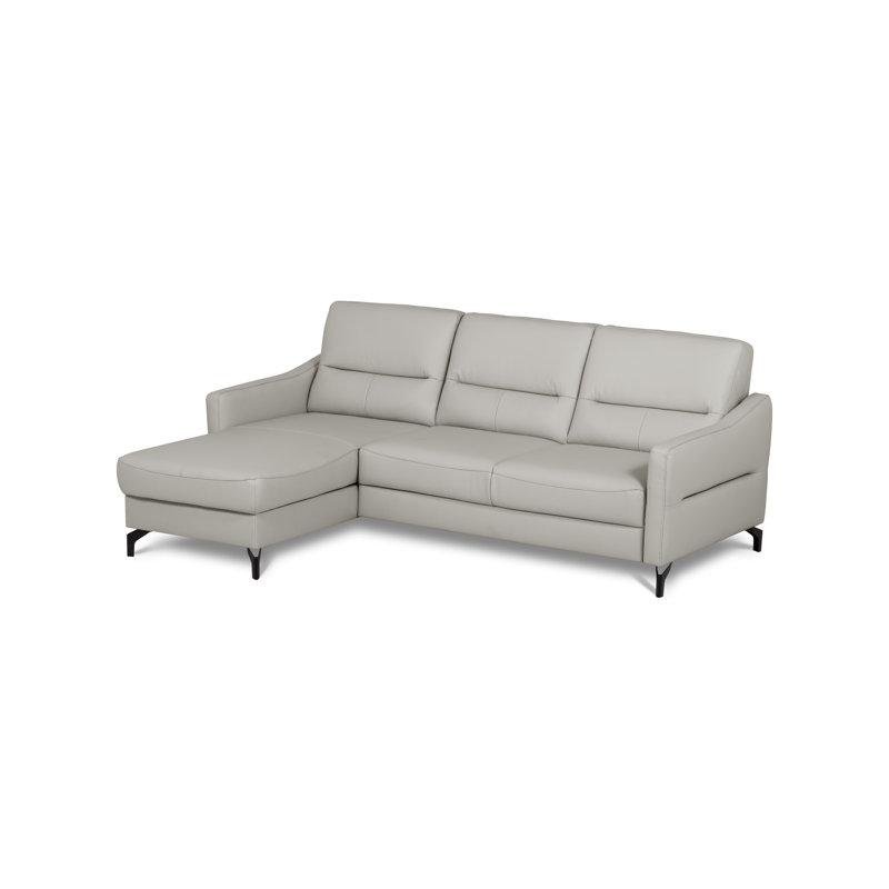 Falkirk Leather Corner Sofabed, Light Grey, Left Hand Facing