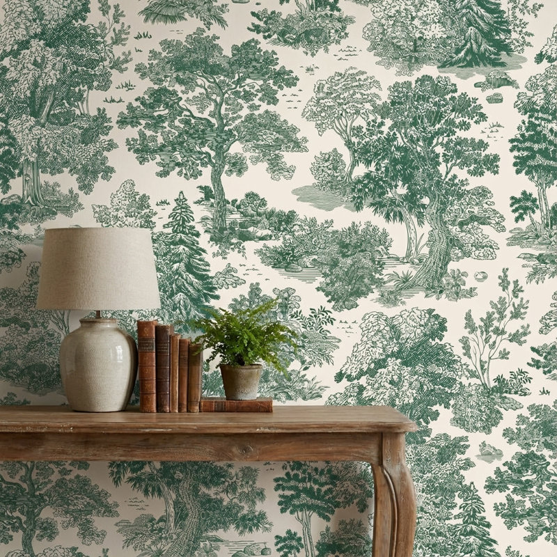 Papier peint rétro avec paysage et nature