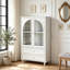 Armoire de rangement vitrée à porte en verre de 41,93 po avec 2 tiroirs et une tablette réglable, espace de rangement spacieux-2138750162