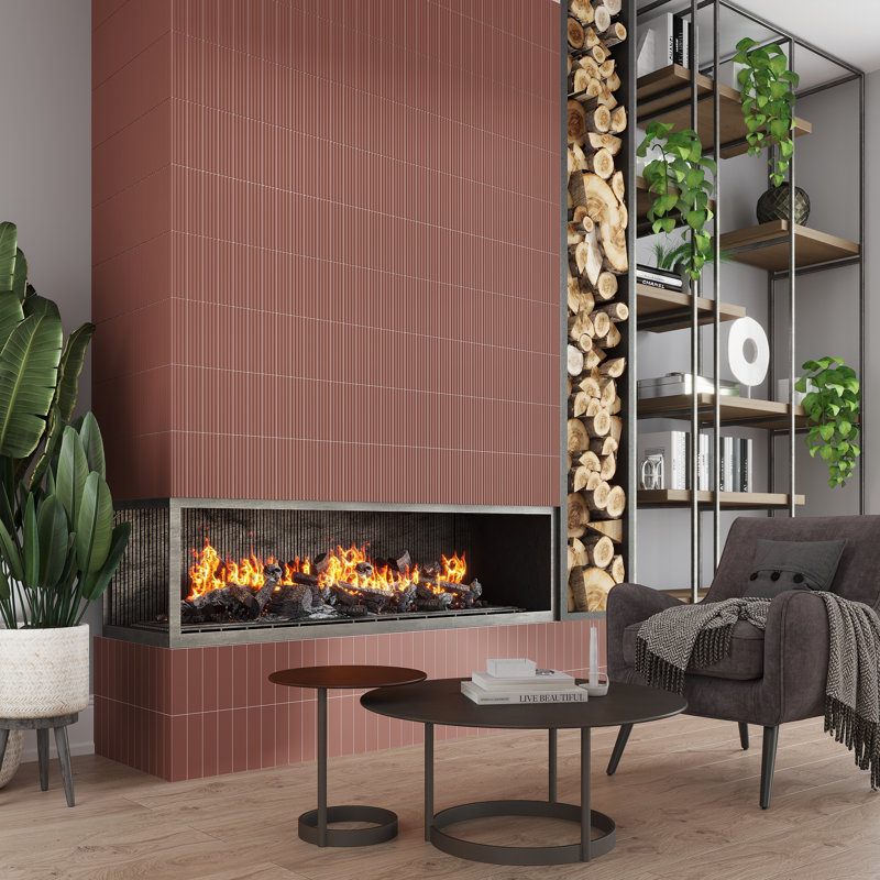 Arte 1.97 in. x 7.87 in. Ceramic Subway Deco Wall Tile (4.54 sq. ft./case) (42-Pack), Red