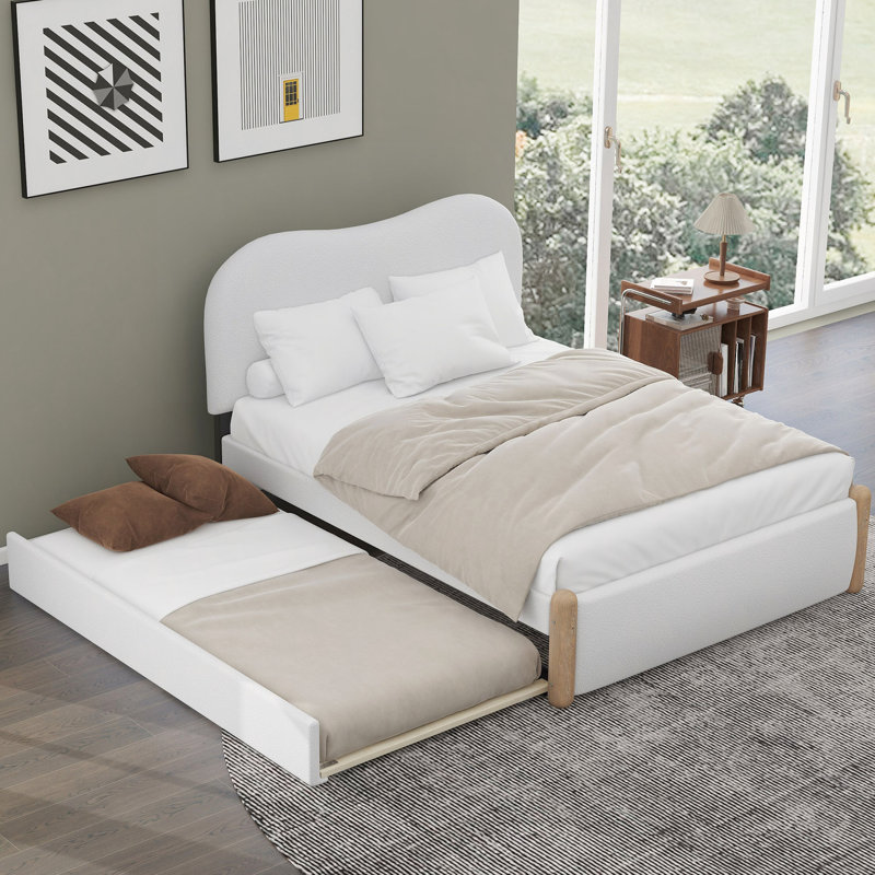 Lit plateforme tapissier avec lit gigogne