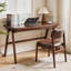 Bureau d'ordinateur en bois d'hévéa, bureau d'écriture rétro en noyer avec tiroir, pieds robustes en forme de A, 47,24 po-85966540