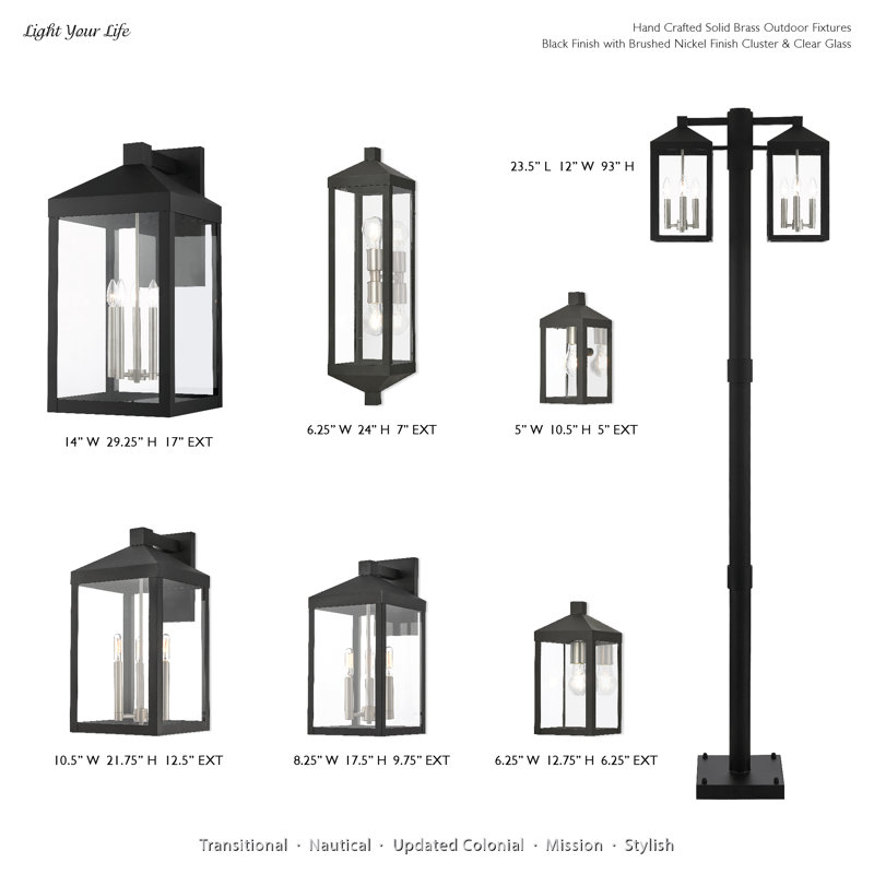 Lanterne murale d'extérieur 3 lumières Bartek, Noir, H 21,75 po x l 10,5 po x P 12,5 po