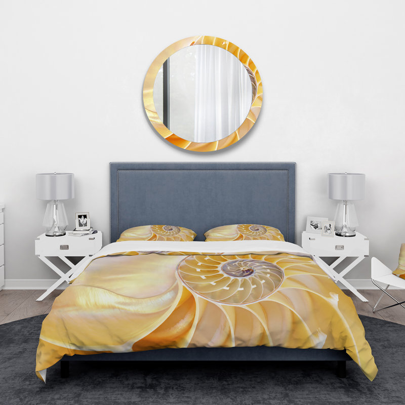 Ensemble de housse de couette moderne jaune en spirale - jaune, Housse de couette pour grand lit + 2 taies décora