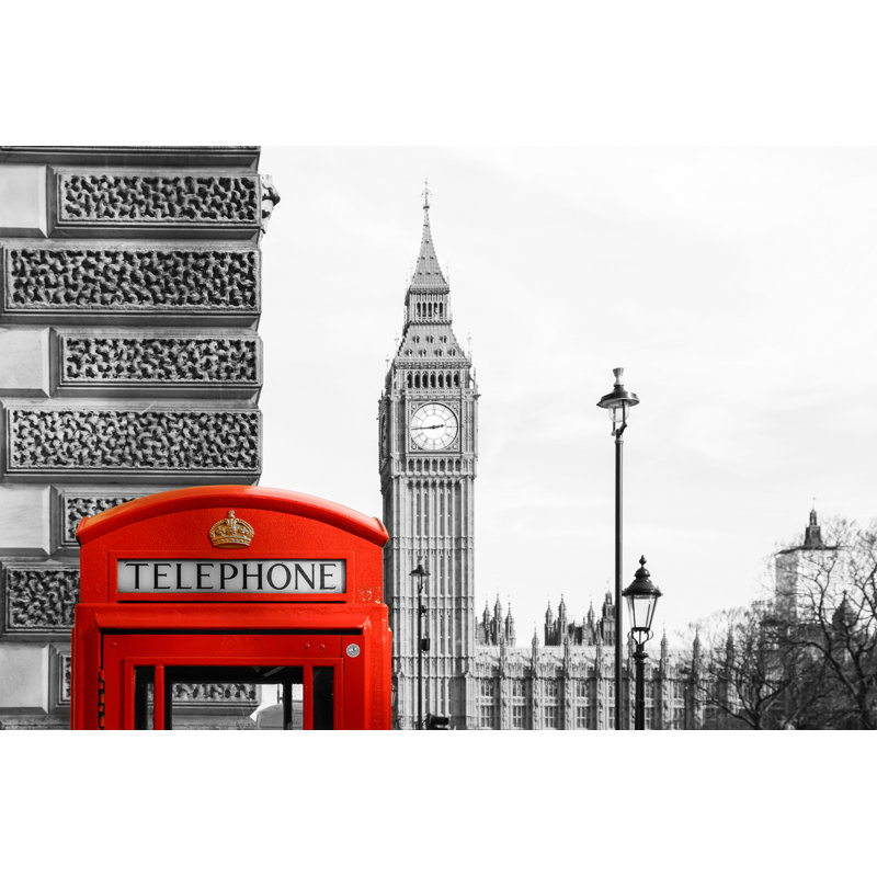 London Telephone Booth by Ijansa - Wrapped Canvas Print, 30cm H x 46cm W