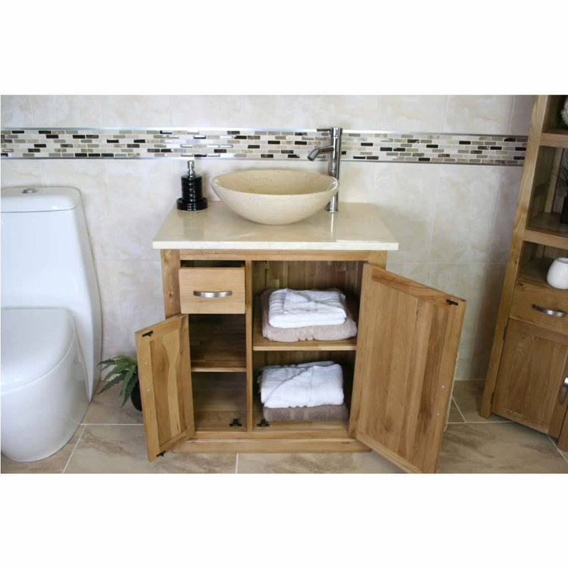 Deboer 750mm Single Bathroom Vanity with Vessel Stone Basin