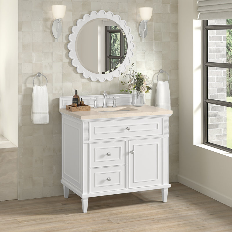 Lorelai 36'' W Single Vanity, White Zeus, Bright White, 8" Widespread
