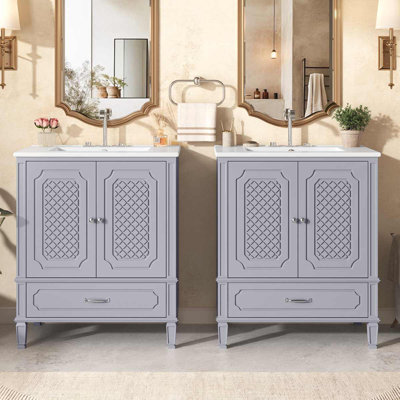 Meuble-lavabo double 60 po Modern