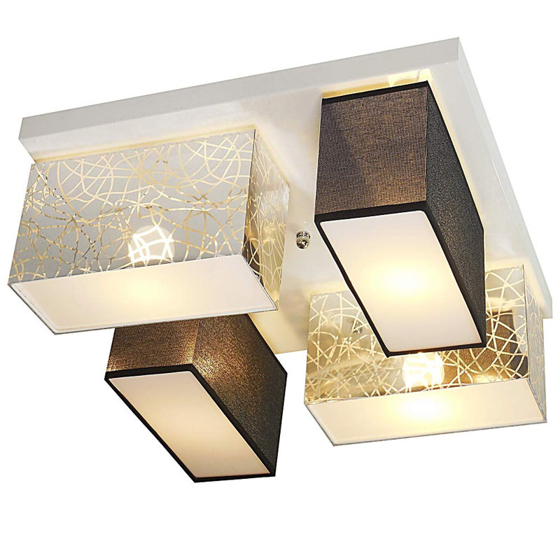 Pasko Fabric Semi Flush Mount, Silver/Black gloss