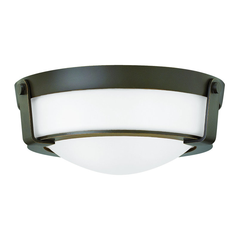 Plafonnier encastré 2 lumières Hathaway, Blanc, 60 W moyen, Bronze vieilli