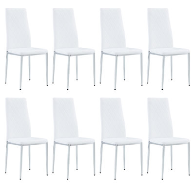 Office Visitor Chairs And Reception Chairs, Leather Waiting Room Chairs, Mid-Back Conference Chairs, Restaurant Dining Chairs (Suitable For Meeting Rooms/Loud Rooms/Cafes)White(8 Sets)