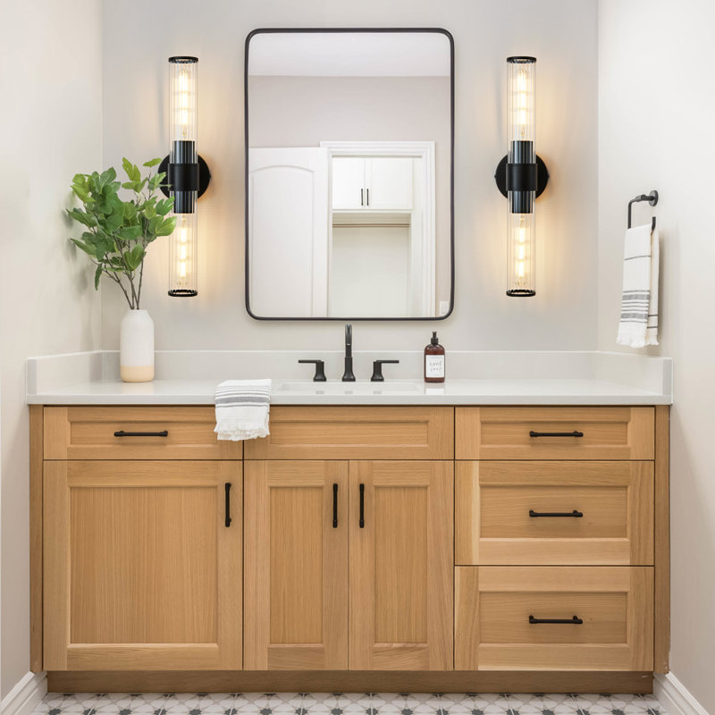 Almetta 2 - Light Bathroom Dimmable Vanity Light Bath Bar Fixtures, Matte Black, Screw Thread