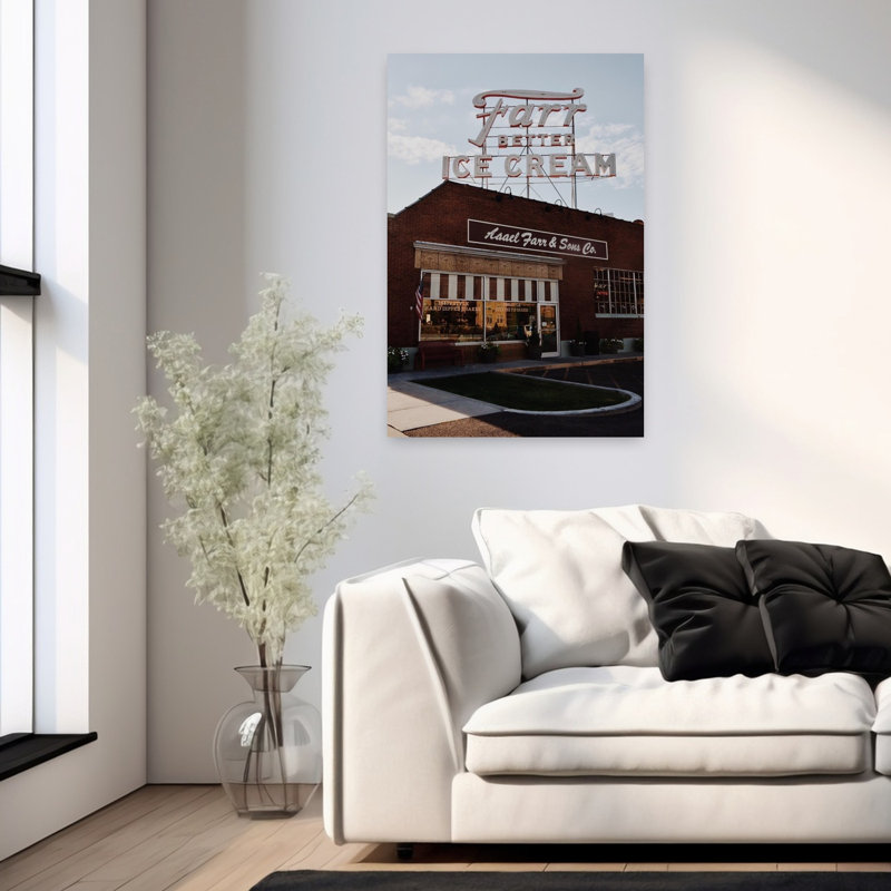 Farr Better Ice Cream Classic Modern Retro City Architecture Wall Art Print 1 Piece Wrapped Canvas Wall Art