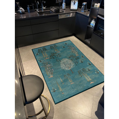 Tapis vert tissé Palm