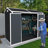 8X4ft Outdoor Resin Garden Shed With Floor And 2 Windows, Plastic Patio Outdoor Storage Shed With Lockable Door For Garden Tools, Bicycles, Trash Cans, Black-123375777-123375781