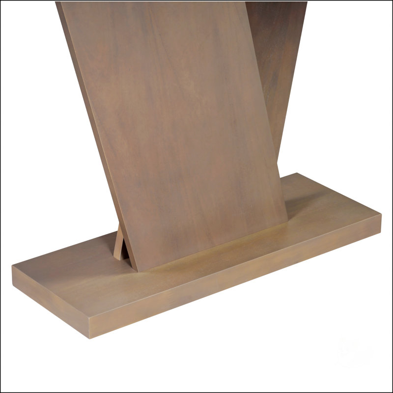 Mirod Console Table With Natural Wood Veneer, V - Base Design For Classic Versatility, Ideal For Displaying Favorite Items And Easy To Assemble
