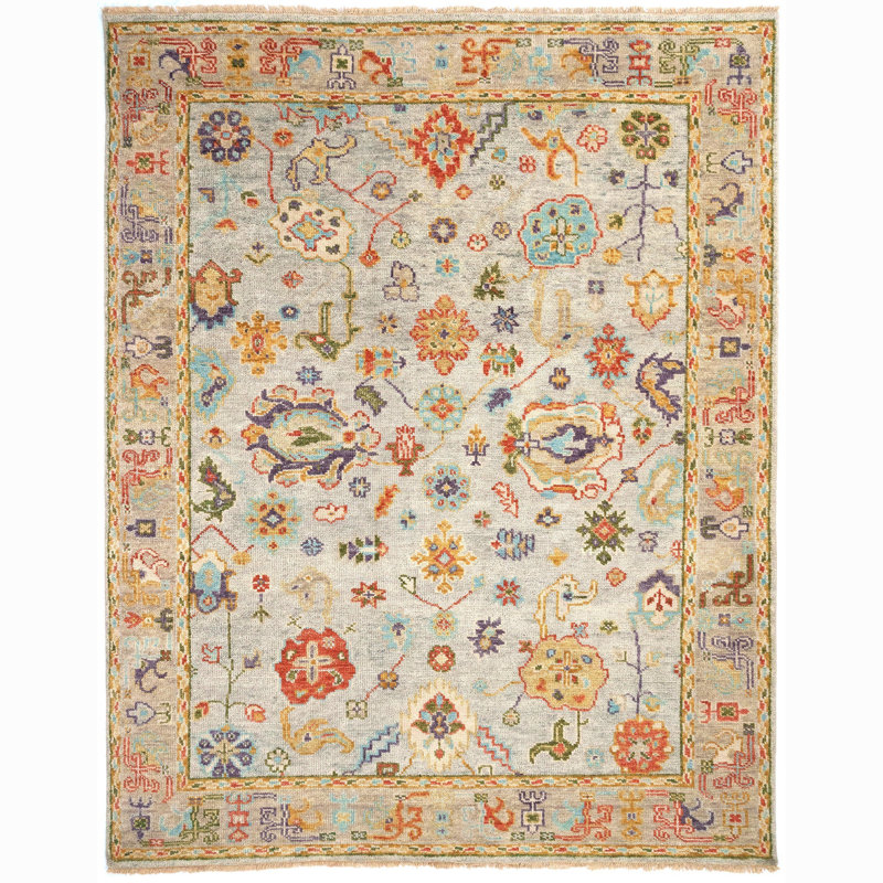 Elan Hand Knotted Wool Oriental Area Rug in Multi, Rectangle 9' x 12'