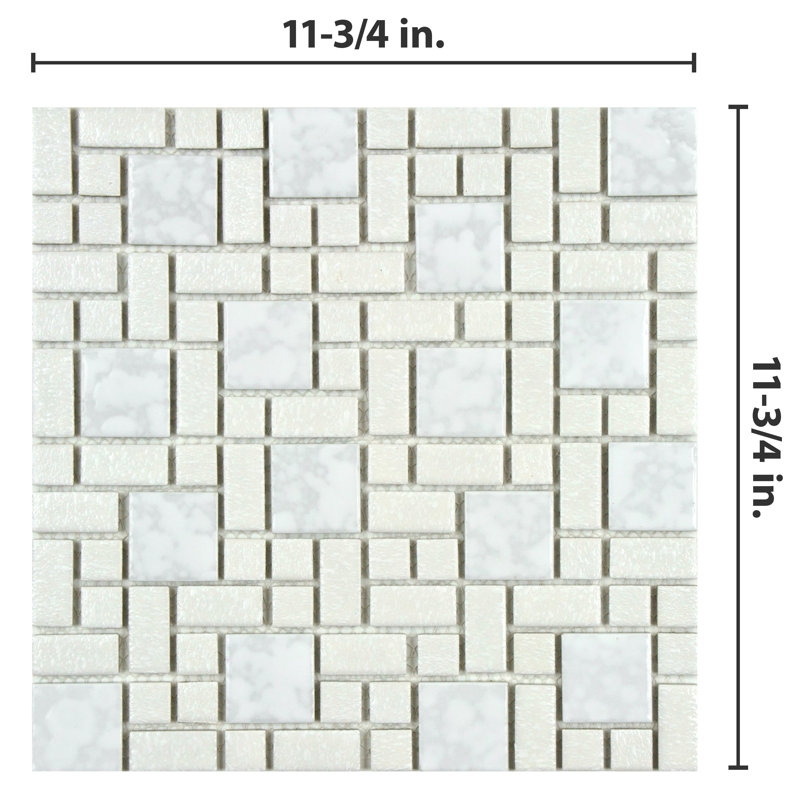 University Porcelain Mosaic Wall and Floor Tile, White