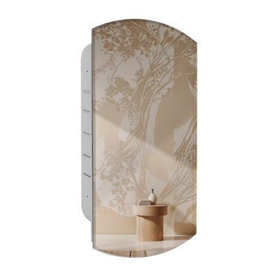 Eliott 16" x 30" Frameless Arched Beveled Recessed Medicine Cabinet with Mirror and 3 Adjustable Shelves