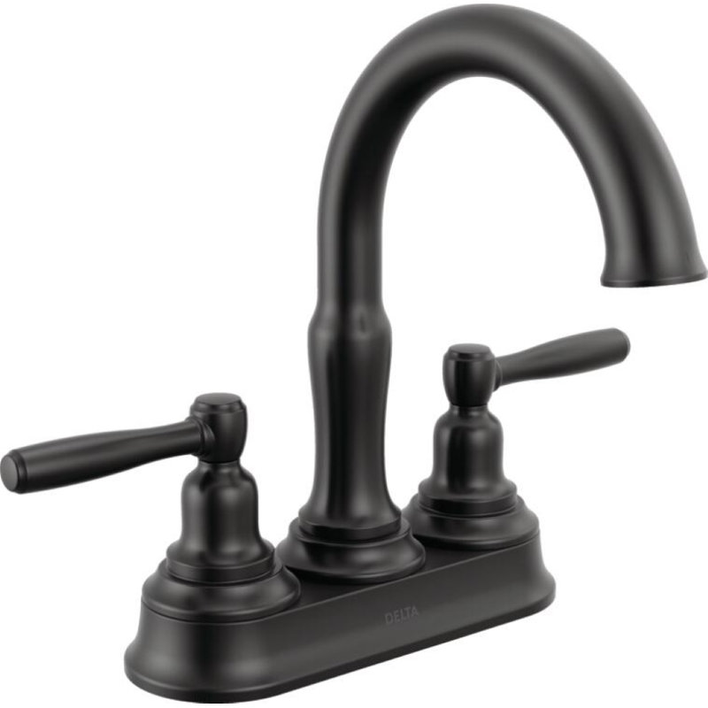 Two Handle Centerset Bathroom Faucet, Matte Black