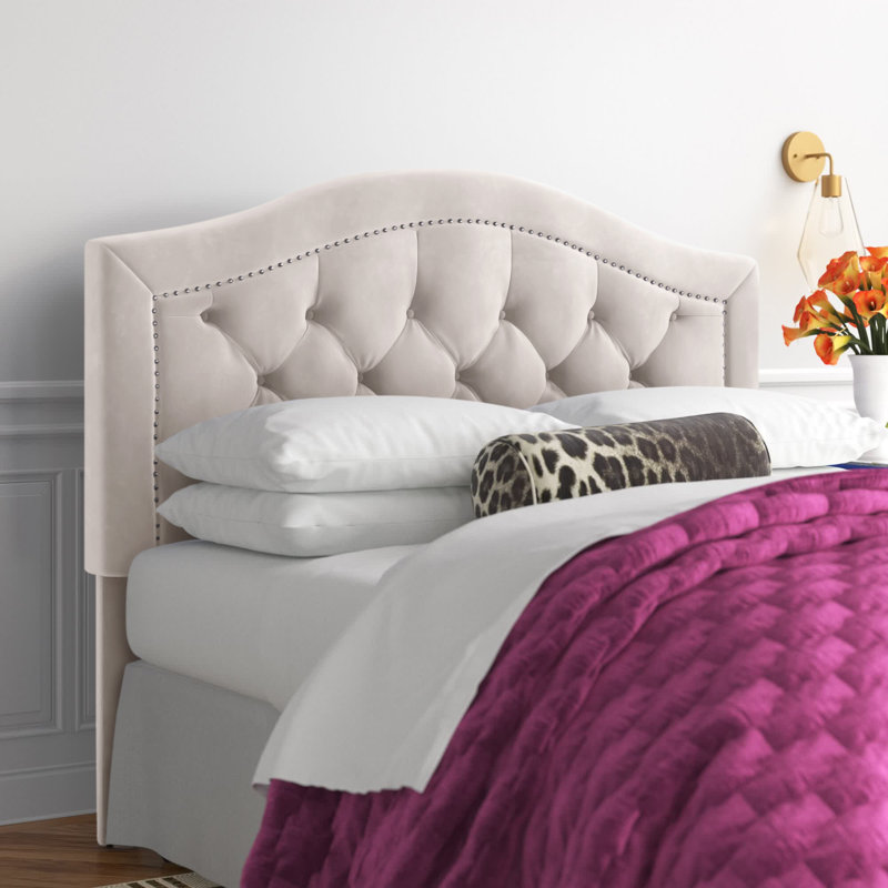 Batey Upholstered Headboard, Full/Queen, Cream Velvet
