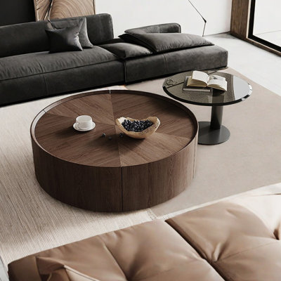 Round Coffee Table with Oak & Steel