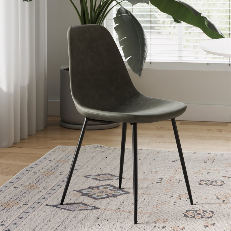 Kody Vegan Leather Side Chair, Slate Grey Vegan Leather