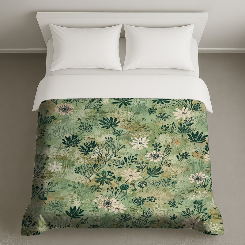Housses de couette à motif floral et botanique, Très grand lit