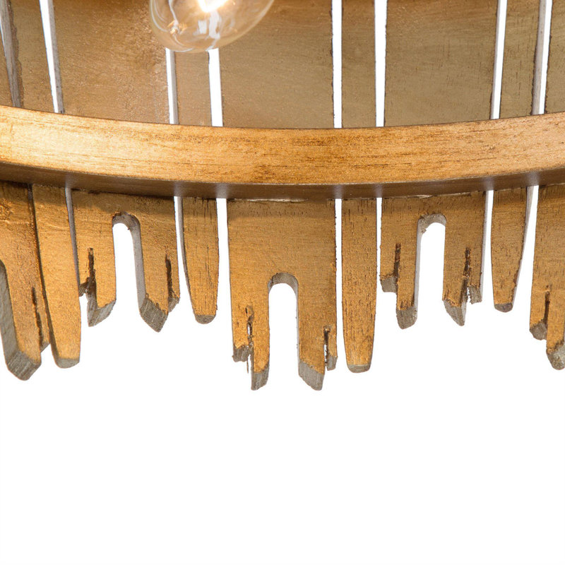 3 - Light Unique/Statement Rustic Drum Chandelier, Gold