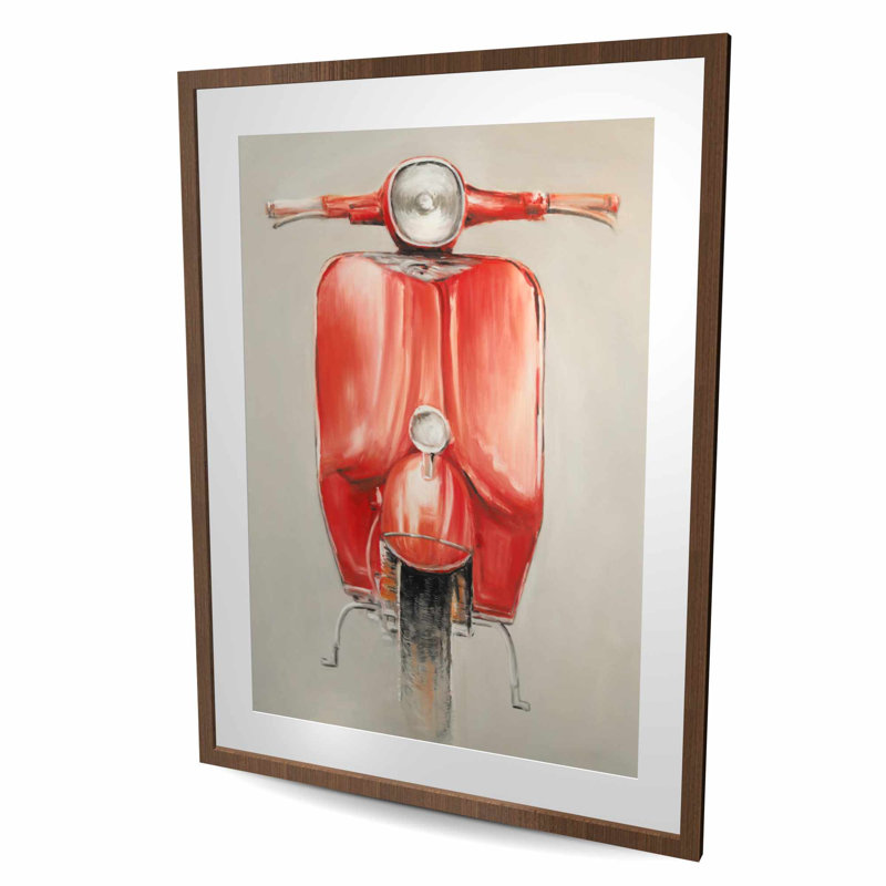 Small Red Moped - Transportation Office Framed Matted Print