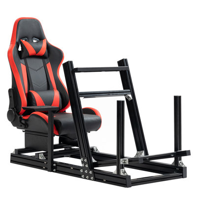 Anman Pro Racing Simulator Cockpit Aluminum with Seat Fit Logitech Thrustmaster, Not Include Steering wheel & Wheels & Pedals and Shifter Handbrake by Anman